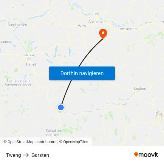 Tweng to Garsten map