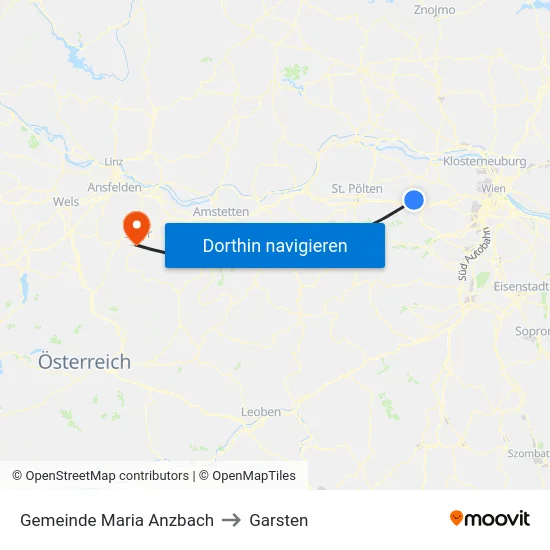 Gemeinde Maria Anzbach to Garsten map