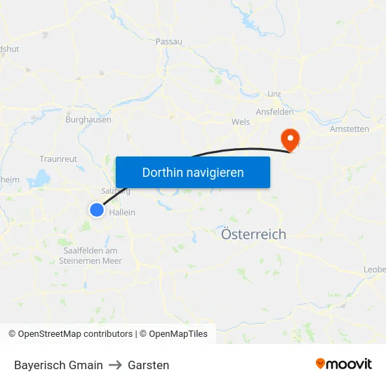 Bayerisch Gmain to Garsten map