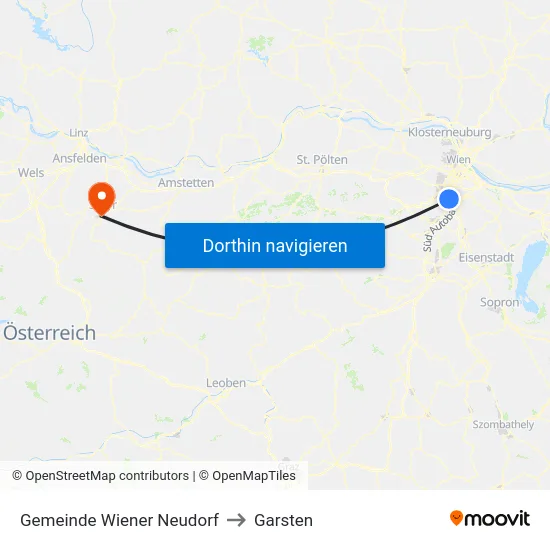 Gemeinde Wiener Neudorf to Garsten map