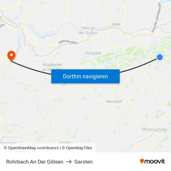 Rohrbach An Der Gölsen to Garsten map