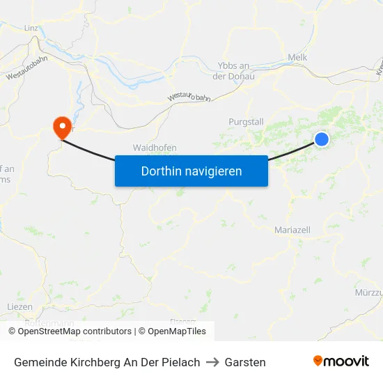 Gemeinde Kirchberg An Der Pielach to Garsten map