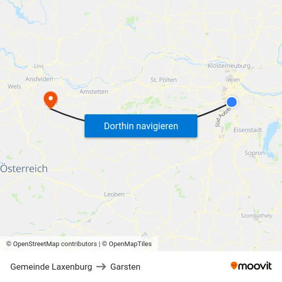 Gemeinde Laxenburg to Garsten map