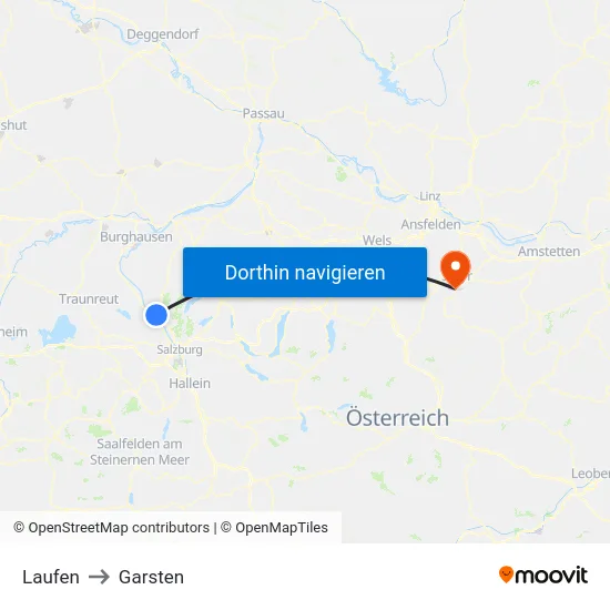 Laufen to Garsten map