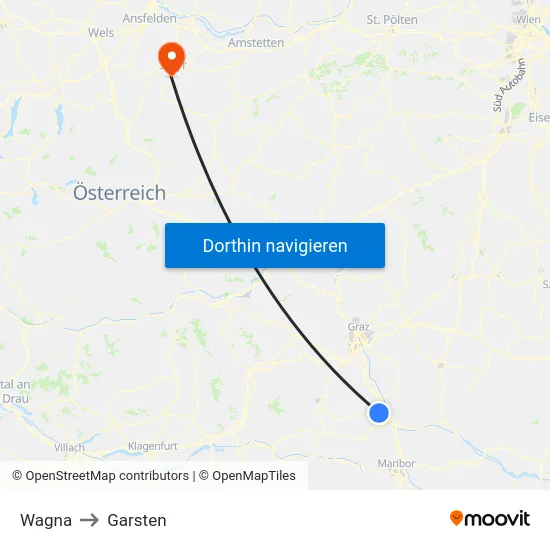 Wagna to Garsten map