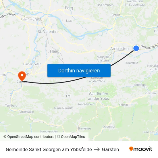 Gemeinde Sankt Georgen am Ybbsfelde to Garsten map