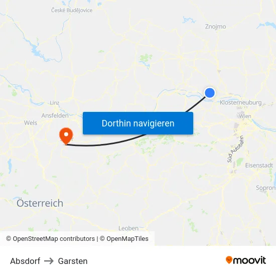 Absdorf to Garsten map