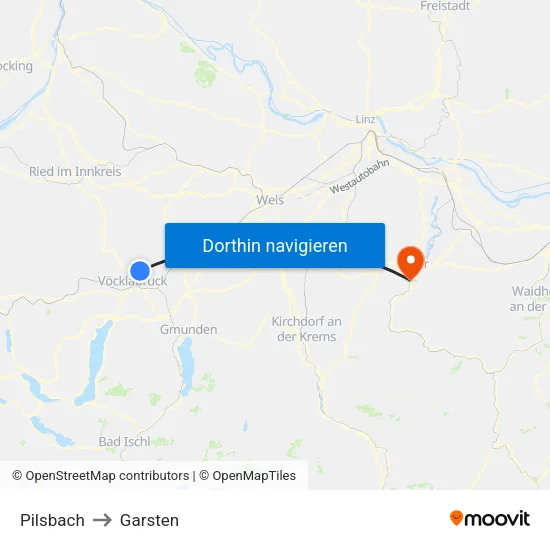 Pilsbach to Garsten map