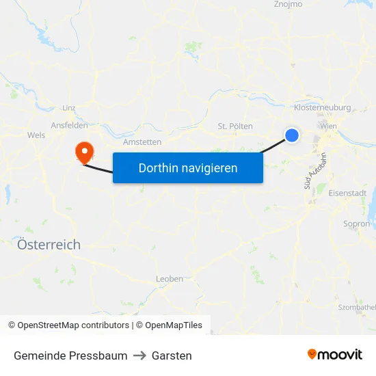 Gemeinde Pressbaum to Garsten map