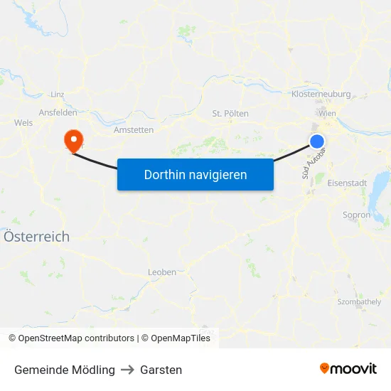 Gemeinde Mödling to Garsten map
