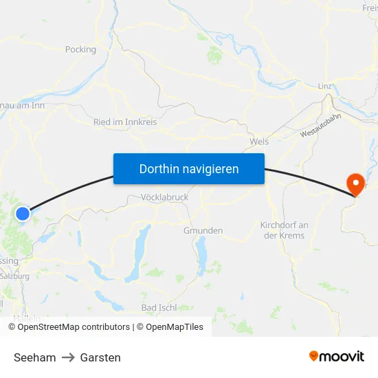 Seeham to Garsten map