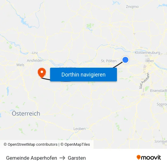 Gemeinde Asperhofen to Garsten map