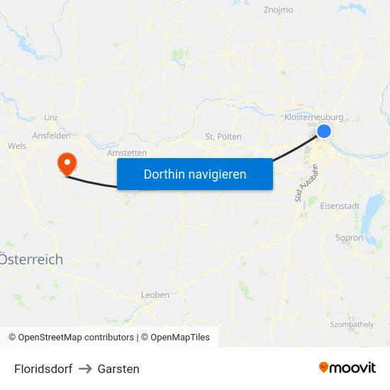 Floridsdorf to Garsten map