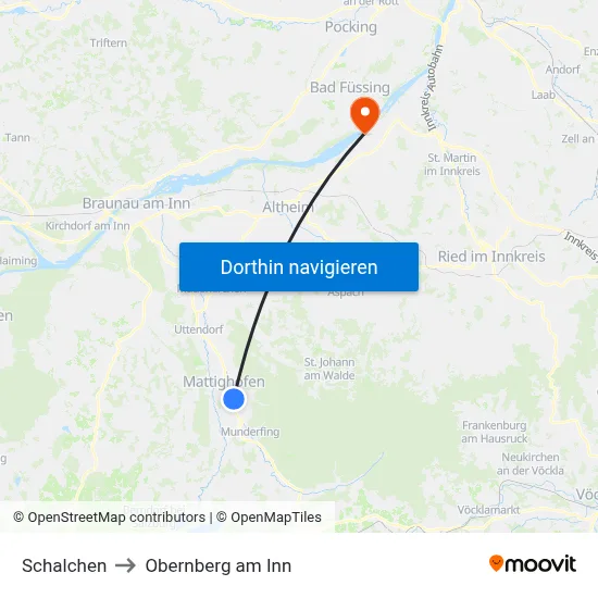 Schalchen to Obernberg am Inn map