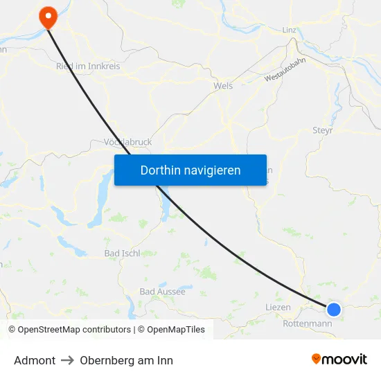 Admont to Obernberg am Inn map