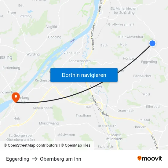 Eggerding to Obernberg am Inn map