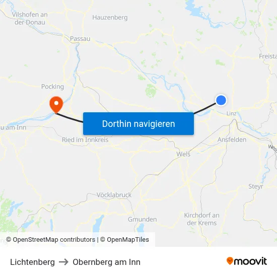 Lichtenberg to Obernberg am Inn map