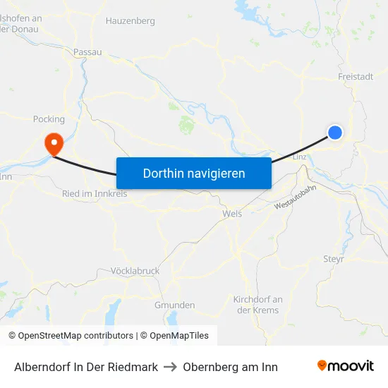 Alberndorf In Der Riedmark to Obernberg am Inn map