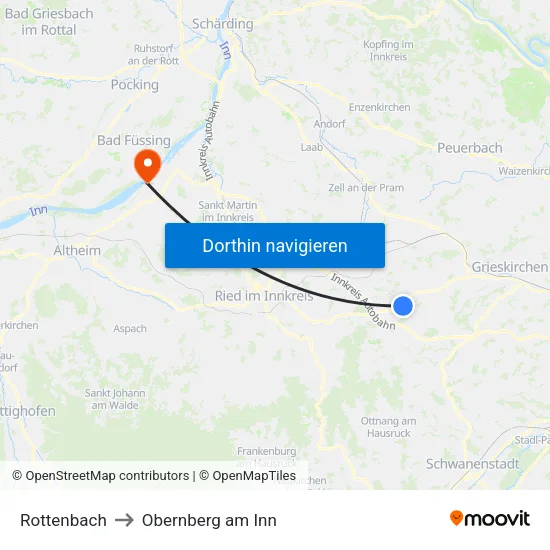 Rottenbach to Obernberg am Inn map
