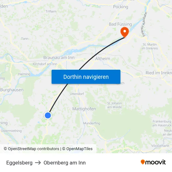 Eggelsberg to Obernberg am Inn map