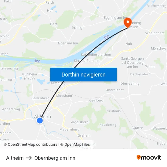 Altheim to Obernberg am Inn map