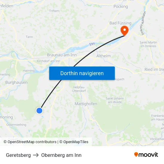 Geretsberg to Obernberg am Inn map
