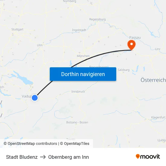 Stadt Bludenz to Obernberg am Inn map