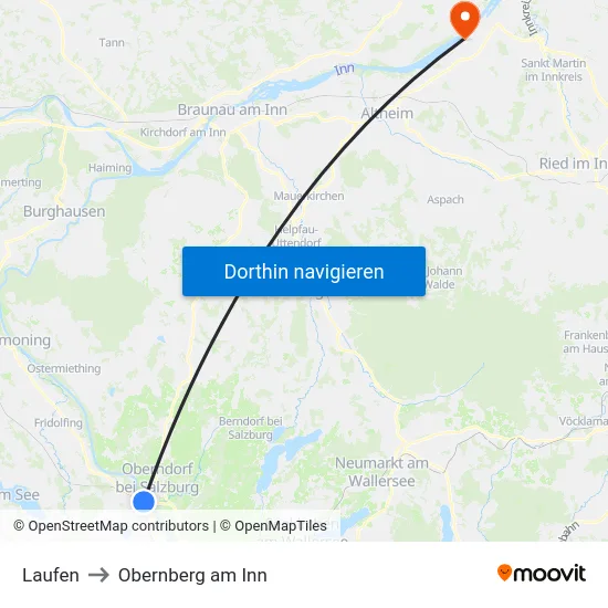 Laufen to Obernberg am Inn map