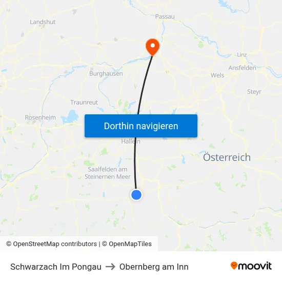 Schwarzach Im Pongau to Obernberg am Inn map