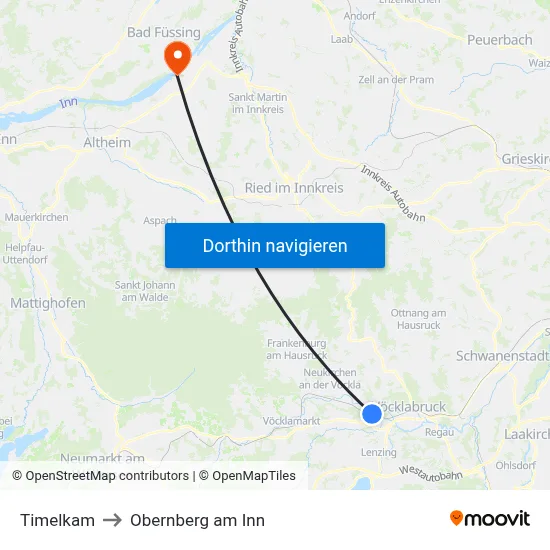 Timelkam to Obernberg am Inn map