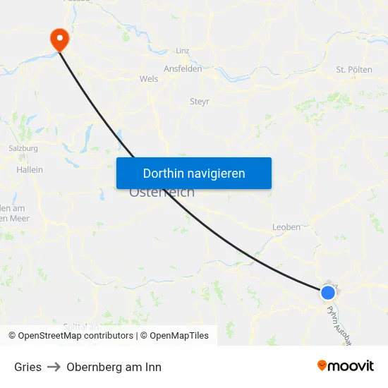 Gries to Obernberg am Inn map
