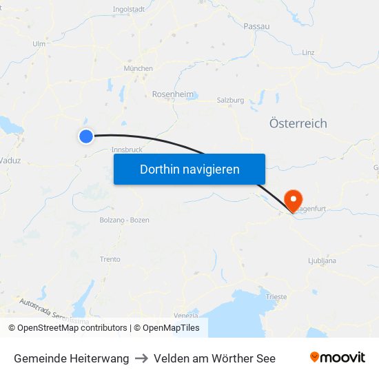 Gemeinde Heiterwang to Velden am Wörther See map