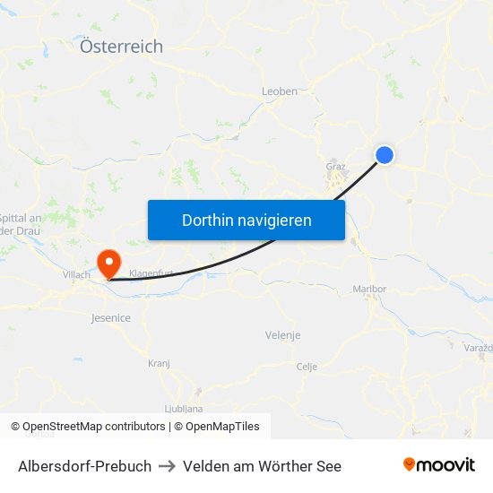 Albersdorf-Prebuch to Velden am Wörther See map