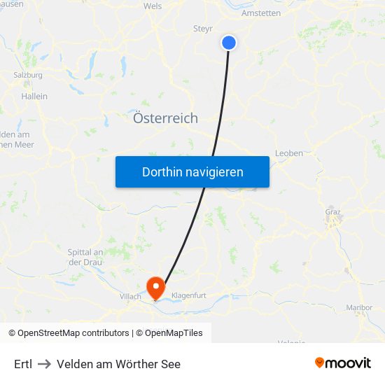 Ertl to Velden am Wörther See map