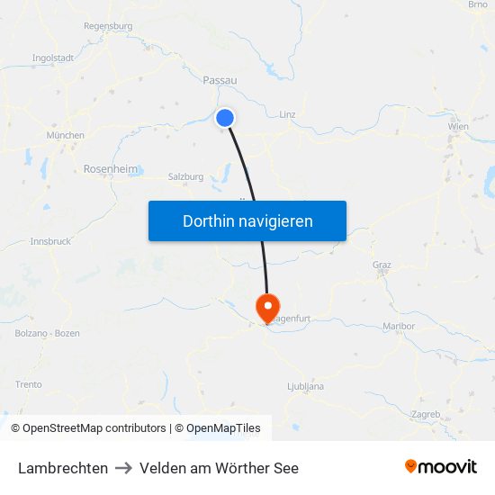 Lambrechten to Velden am Wörther See map