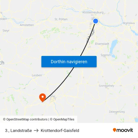 3., Landstraße to Krottendorf-Gaisfeld map