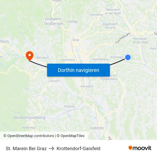 St. Marein Bei Graz to Krottendorf-Gaisfeld map
