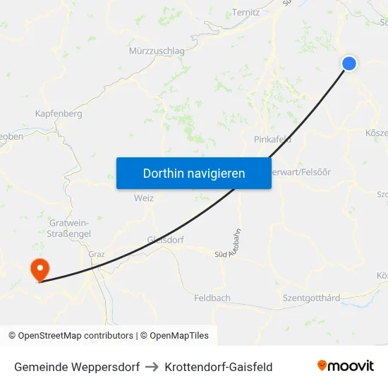 Gemeinde Weppersdorf to Krottendorf-Gaisfeld map