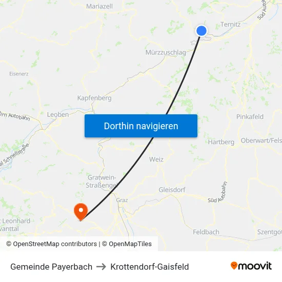 Gemeinde Payerbach to Krottendorf-Gaisfeld map