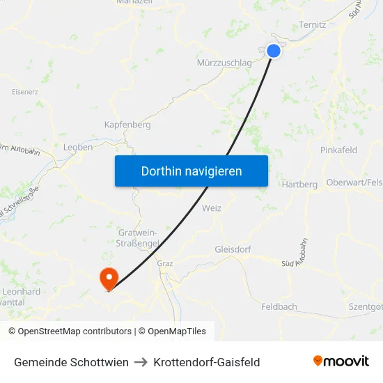 Gemeinde Schottwien to Krottendorf-Gaisfeld map