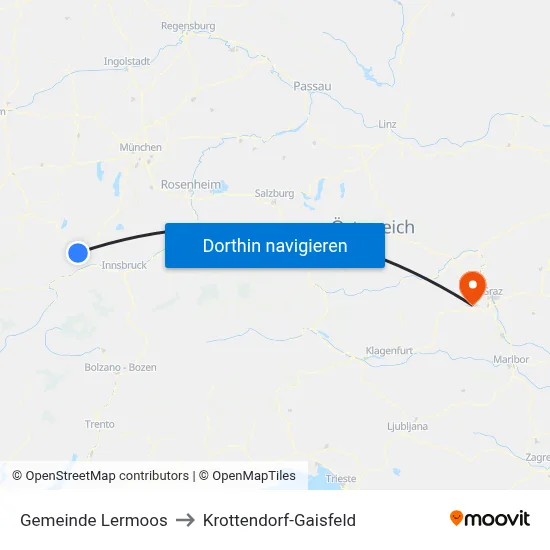 Gemeinde Lermoos to Krottendorf-Gaisfeld map