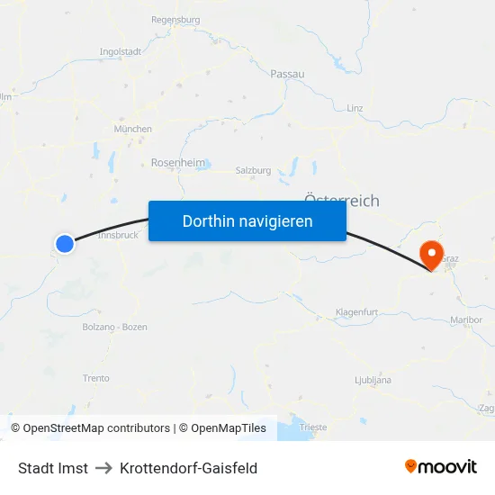 Stadt Imst to Krottendorf-Gaisfeld map
