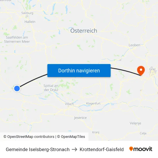 Gemeinde Iselsberg-Stronach to Krottendorf-Gaisfeld map