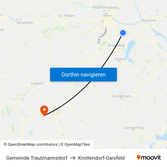 Gemeinde Trautmannsdorf to Krottendorf-Gaisfeld map