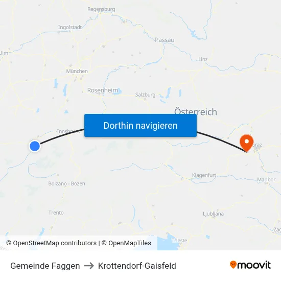 Gemeinde Faggen to Krottendorf-Gaisfeld map