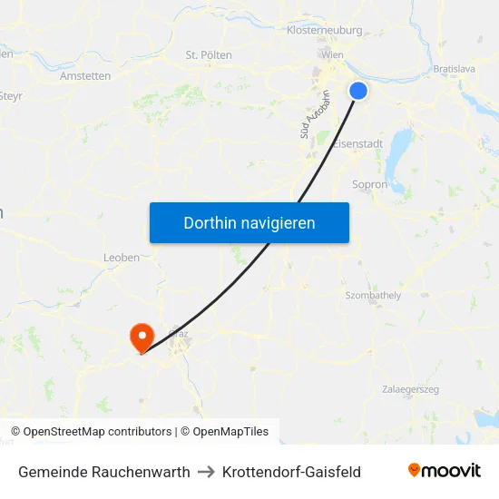 Gemeinde Rauchenwarth to Krottendorf-Gaisfeld map