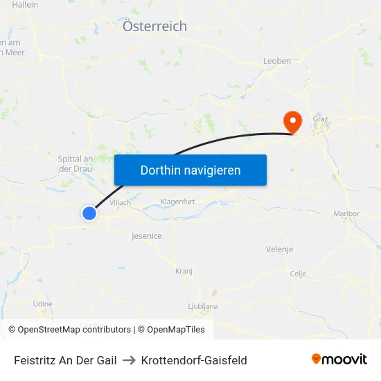 Feistritz An Der Gail to Krottendorf-Gaisfeld map