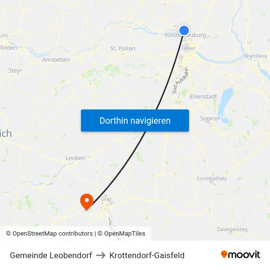 Gemeinde Leobendorf to Krottendorf-Gaisfeld map