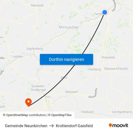 Gemeinde Neunkirchen to Krottendorf-Gaisfeld map