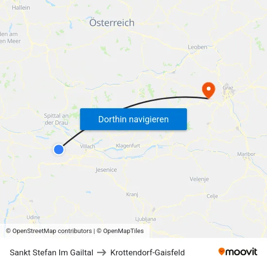 Sankt Stefan Im Gailtal to Krottendorf-Gaisfeld map